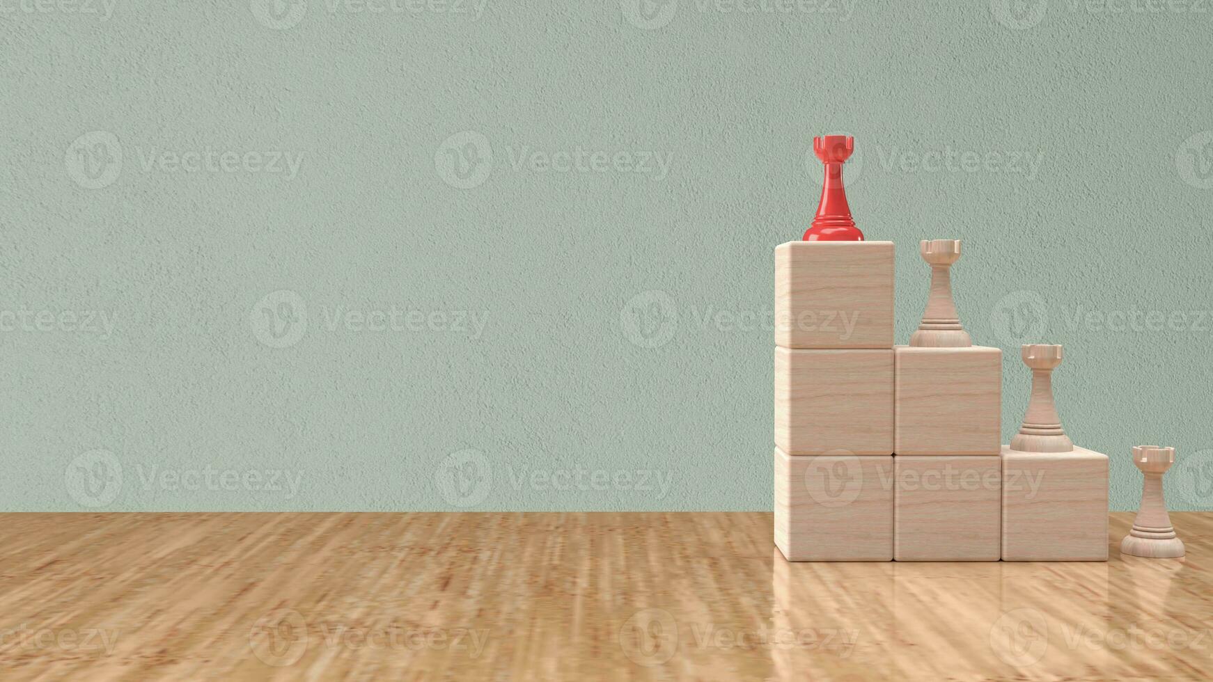 The chess on cube wood for Business concept 3d rendering photo