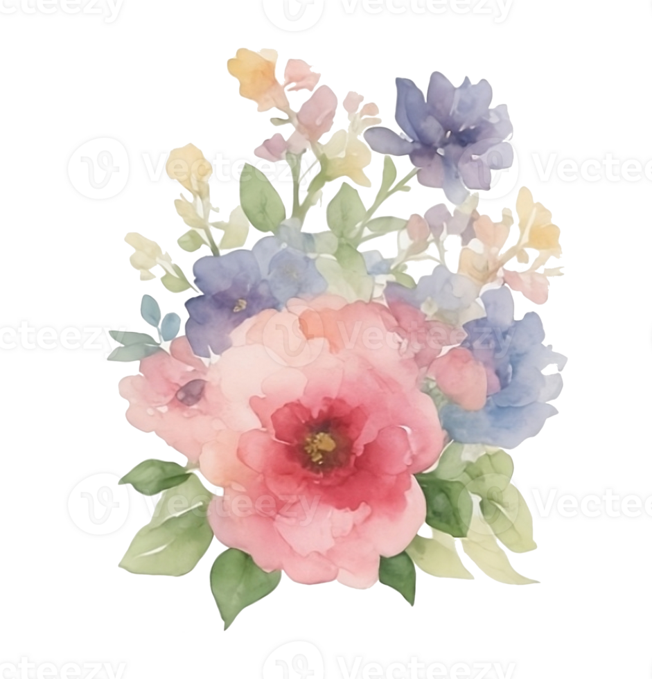 Flower watercolor clip art AI generated png