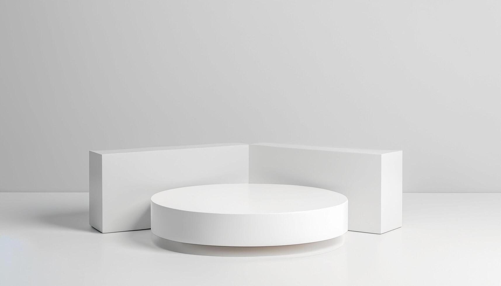 podium in abstract white composition for product presentation 3d illustration, photo