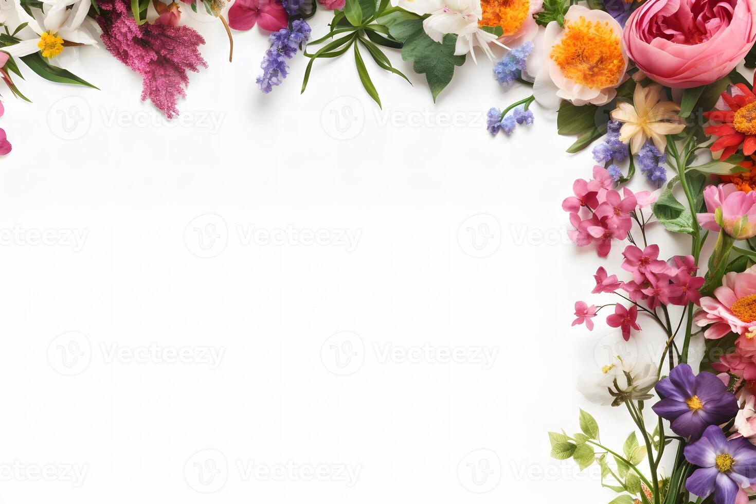 floral frame decoration isolated on white background AI Generated photo