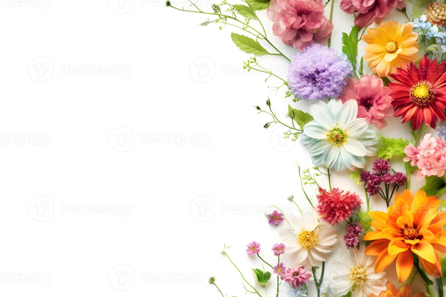 floral frame decoration isolated on white background photo