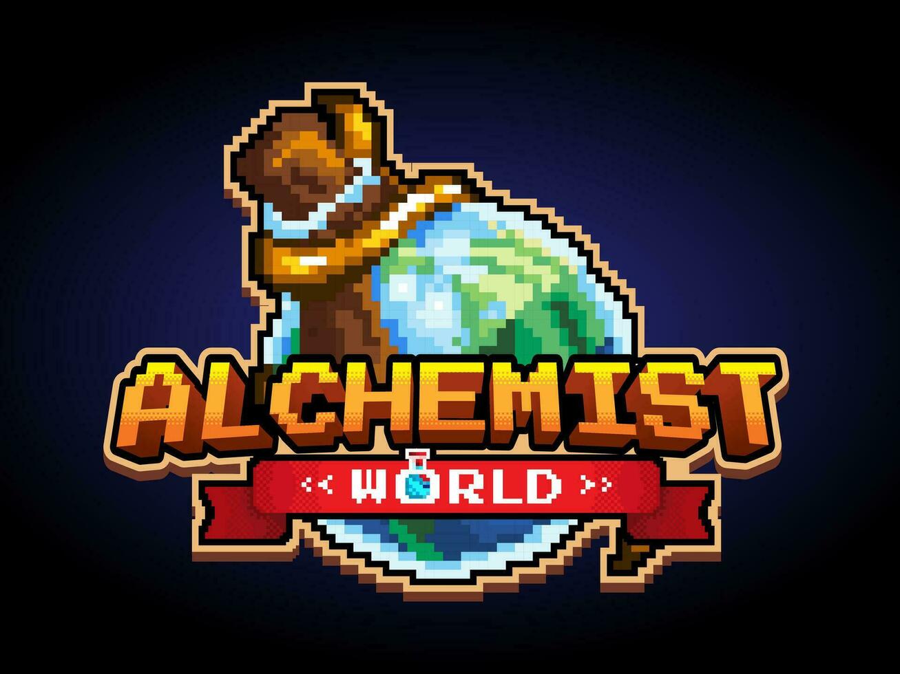 Pixel Game rpg games logo Title Text vector