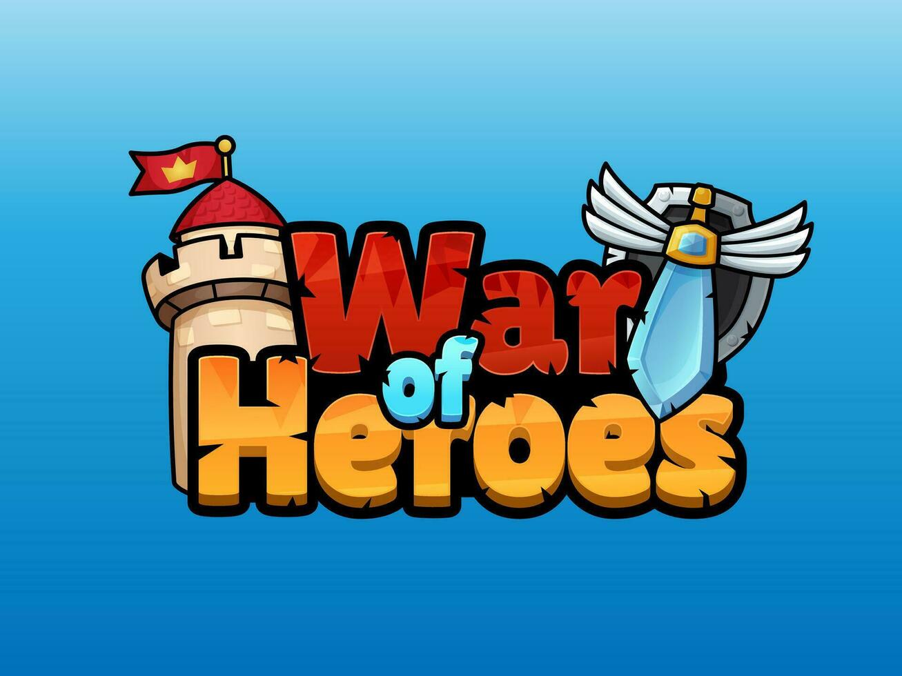 rpg juego texto guerra héroes título logo vector