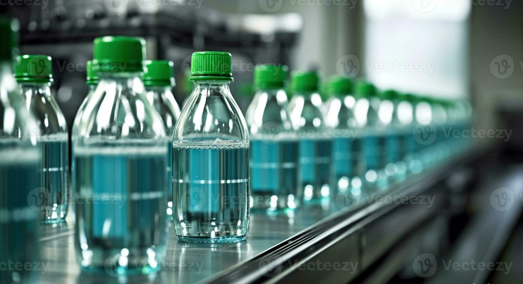 Bottling Beverages in Pristine Plastic Bottles at a Bright Factory Line