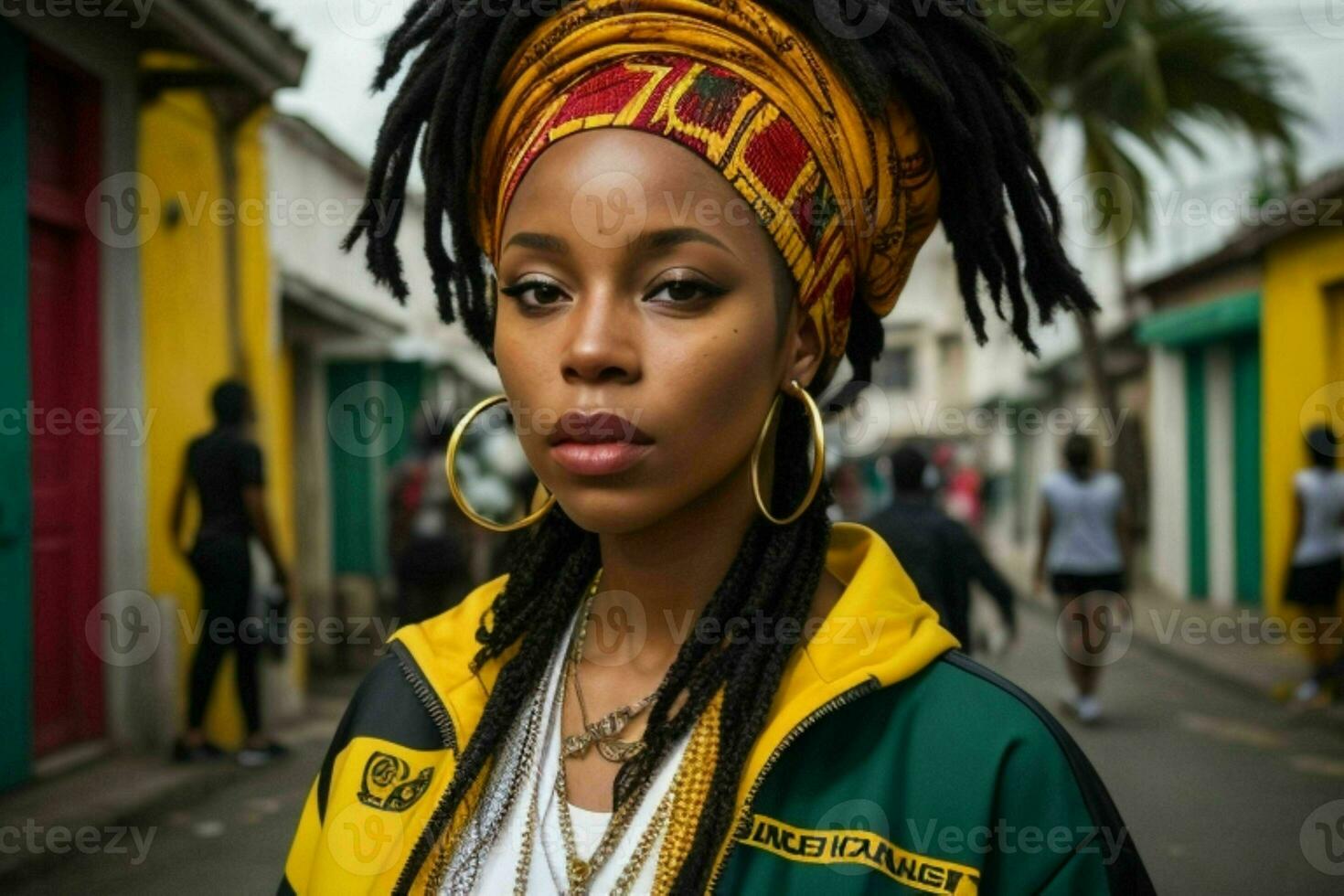 Portrait of a woman in streetwear on the street. Pro Photo