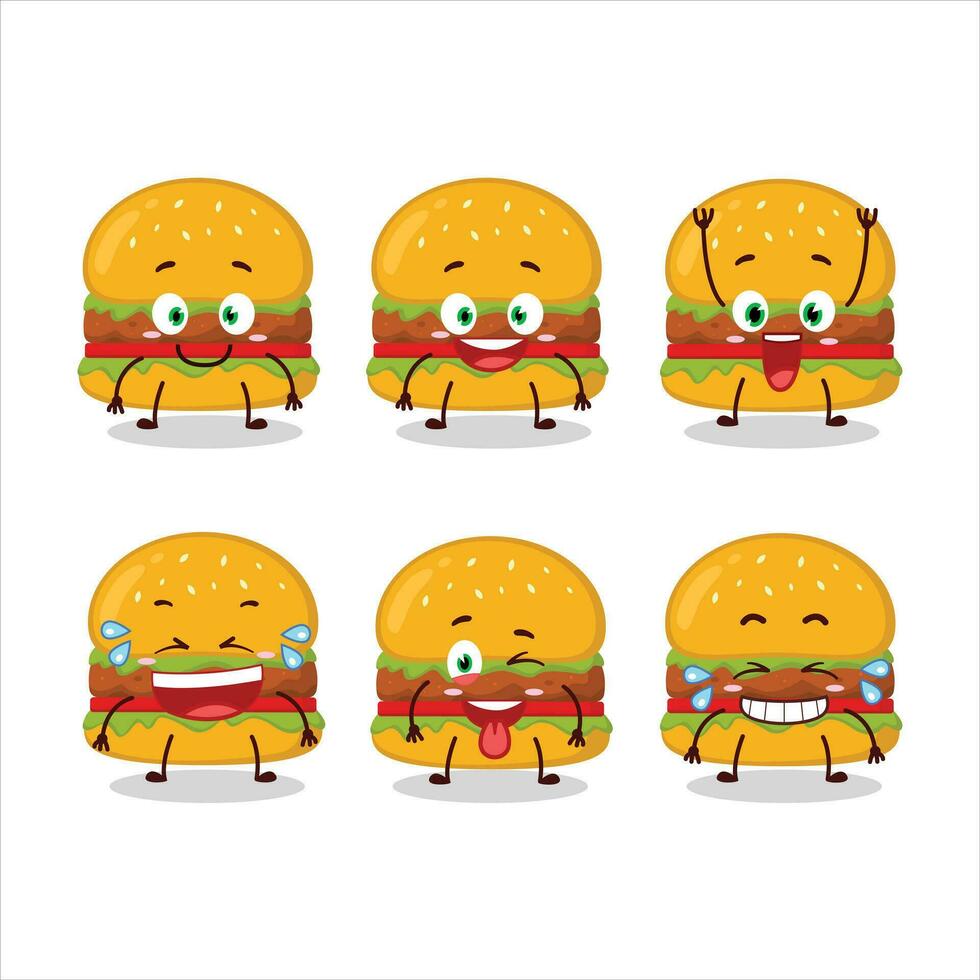 dibujos animados personaje de hamburguesa con sonrisa expresión vector