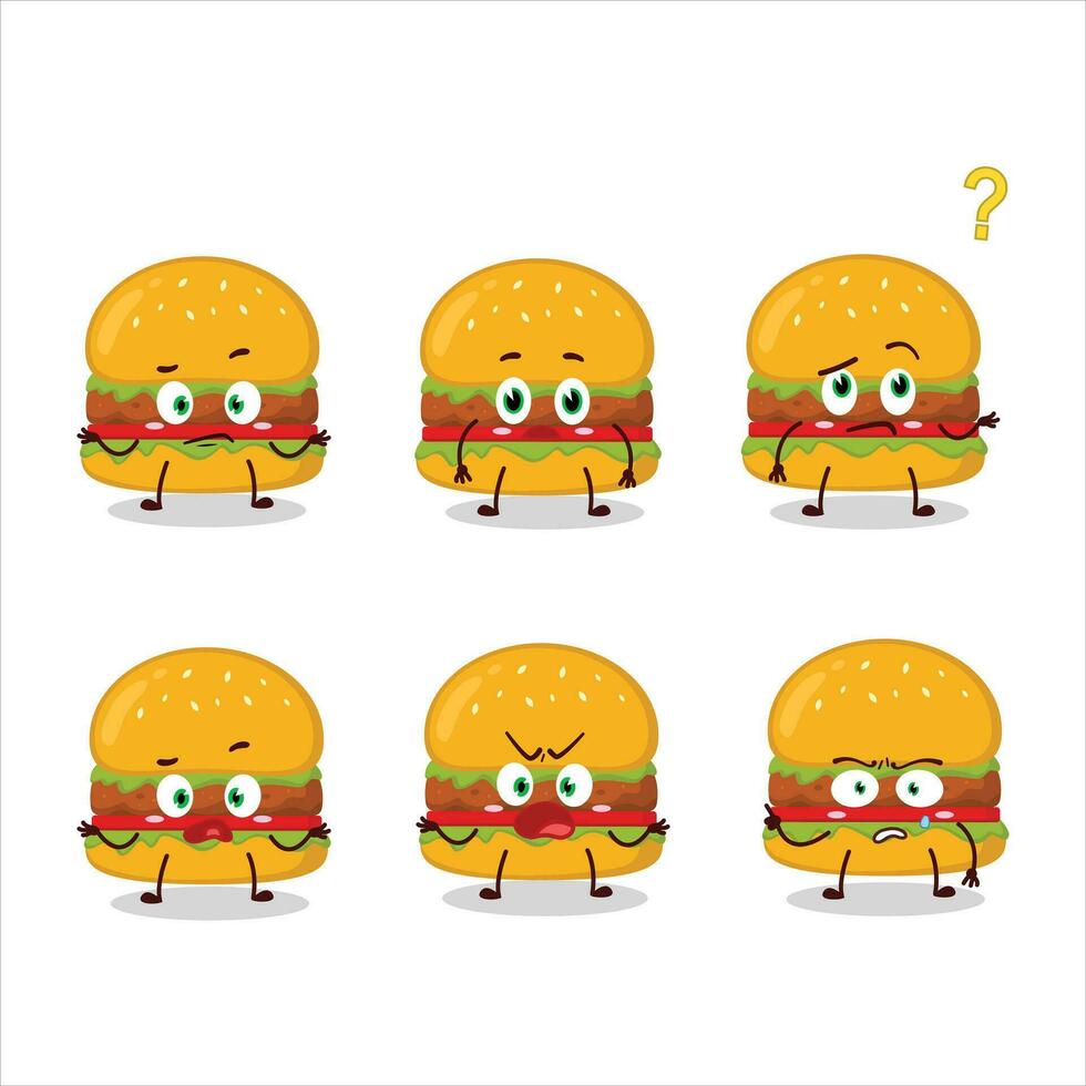 Cartoon character of hamburger with what expression vector