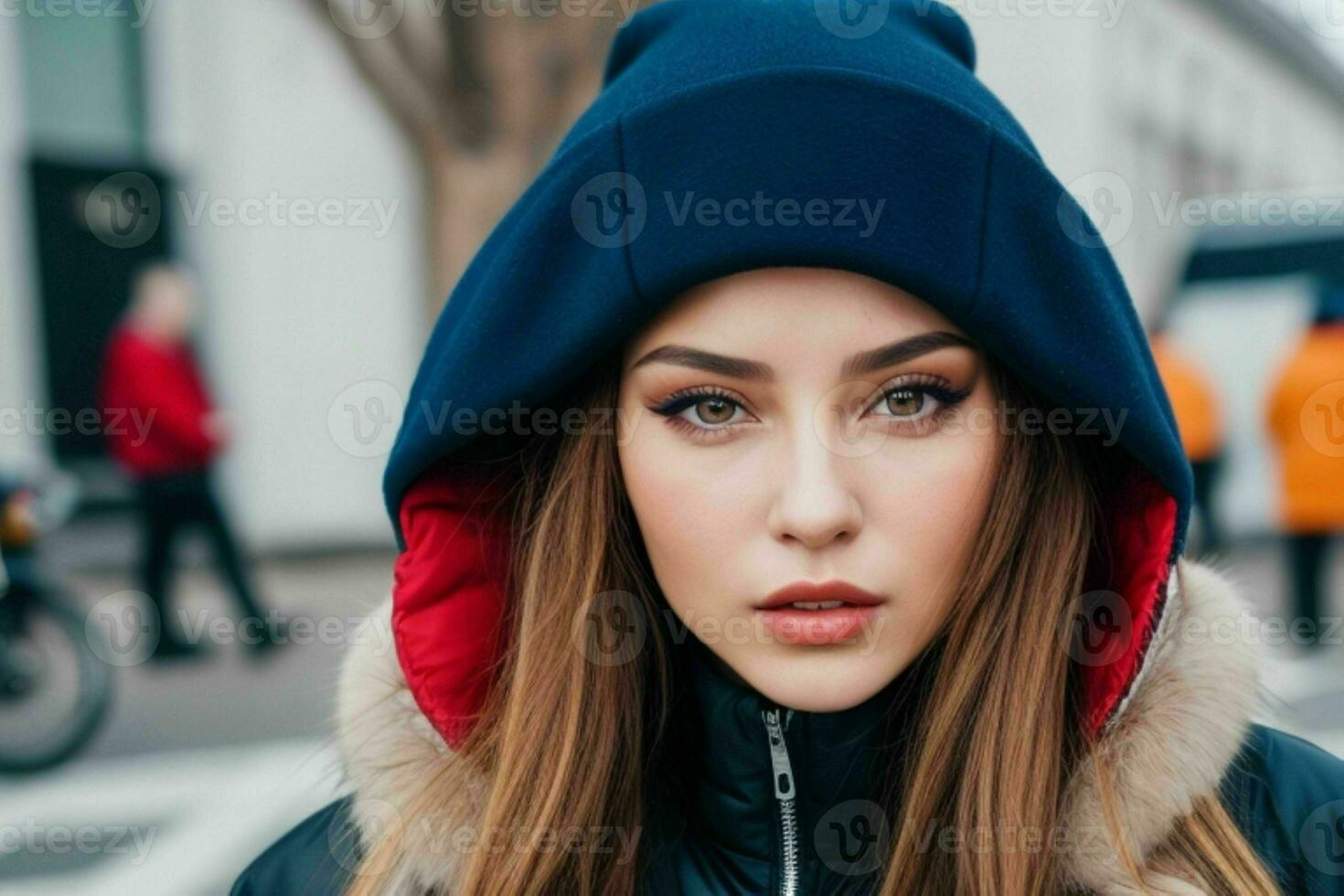 Portrait of a woman in streetwear on the street. Pro Photo