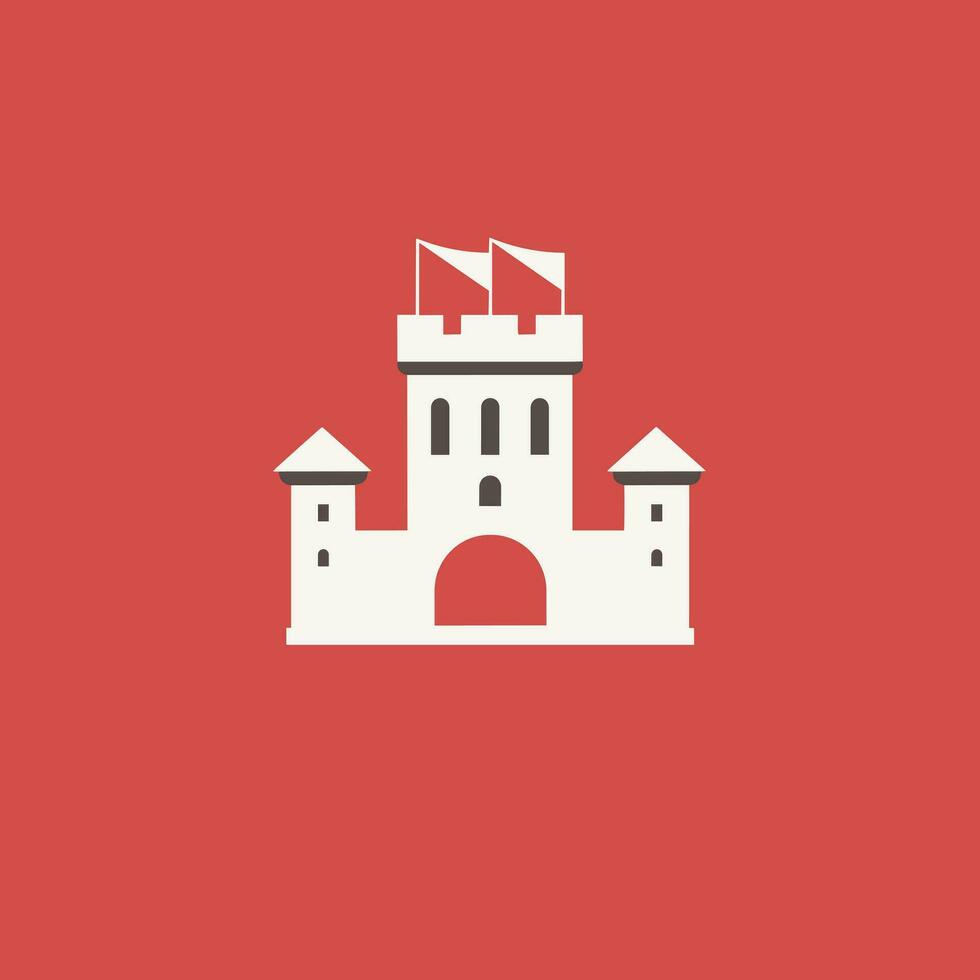 Insurance service filled white logo. Secure payment. Fortress building. Design element. Created with artificial intelligence. Reliable ai art for corporate branding, digital wallet, insurtech company vector