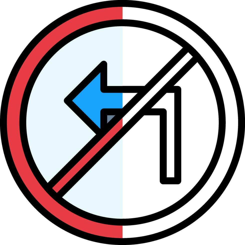 No Turn Left Vector Icon Design