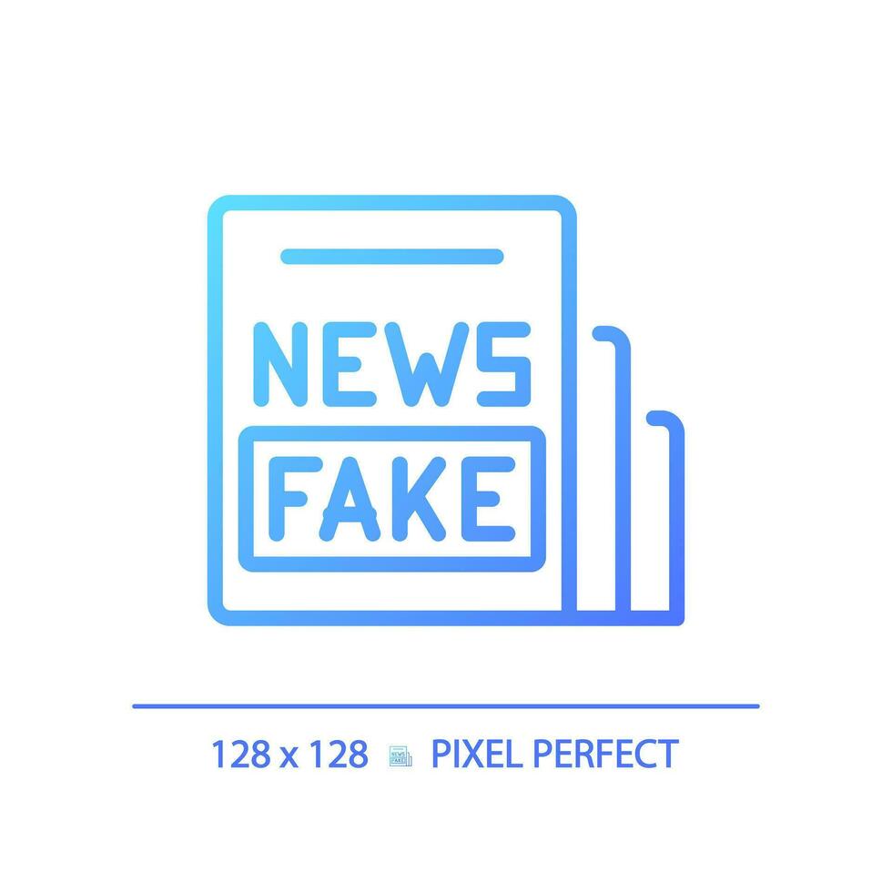 2D pixel perfect gradient fake news icon, isolated vector, thin line blue illustration representing journalism. vector