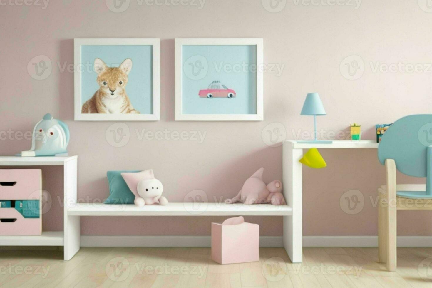 Interior kid's room and wall frame. Pro Photo