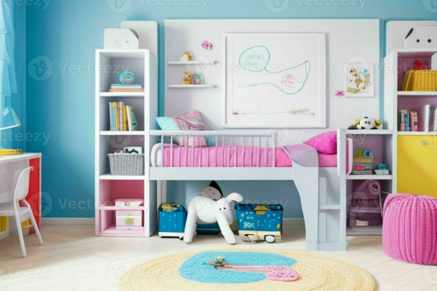 Interior kid's room and wall frame. Pro Photo