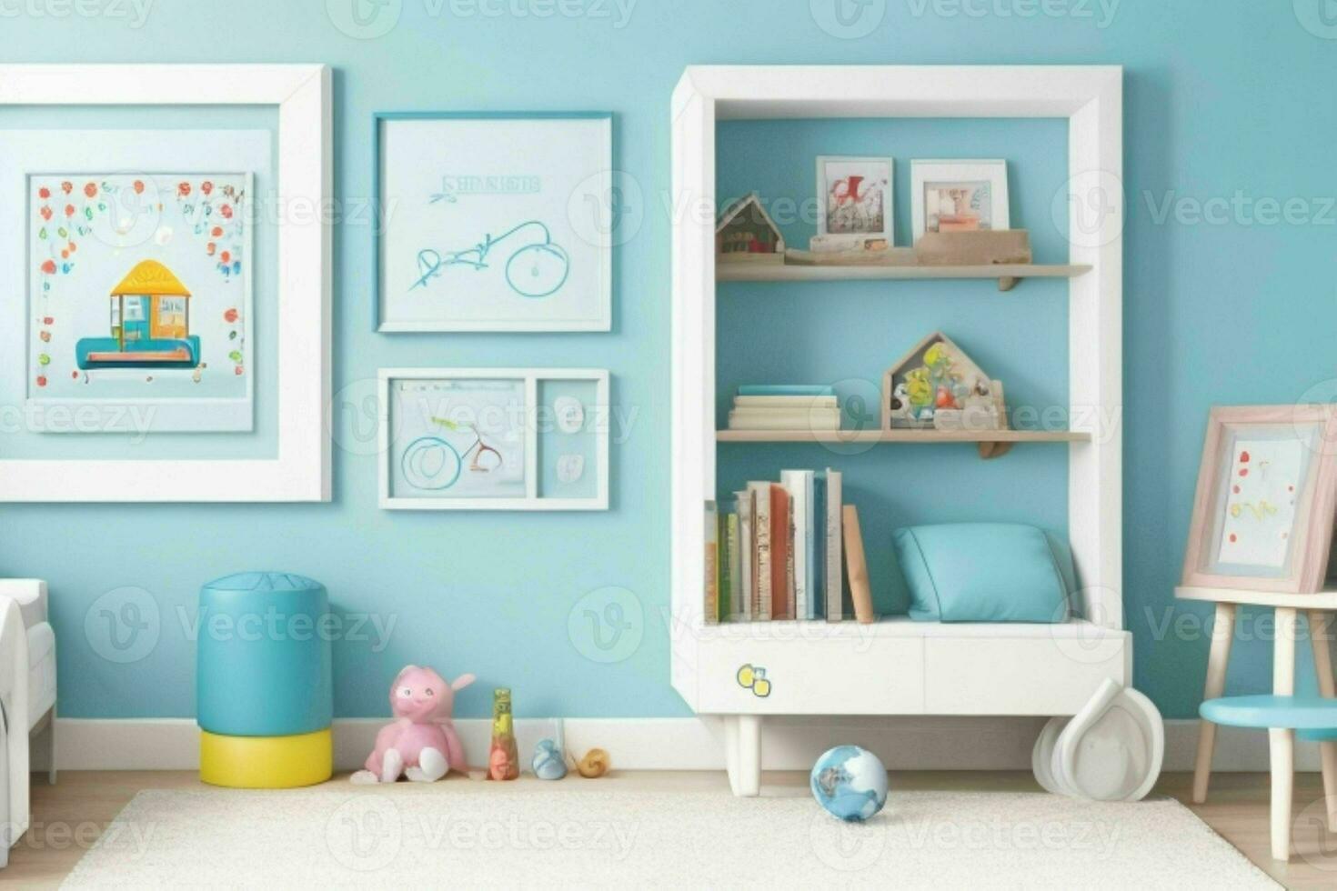 Interior kid's room and wall frame. Pro Photo