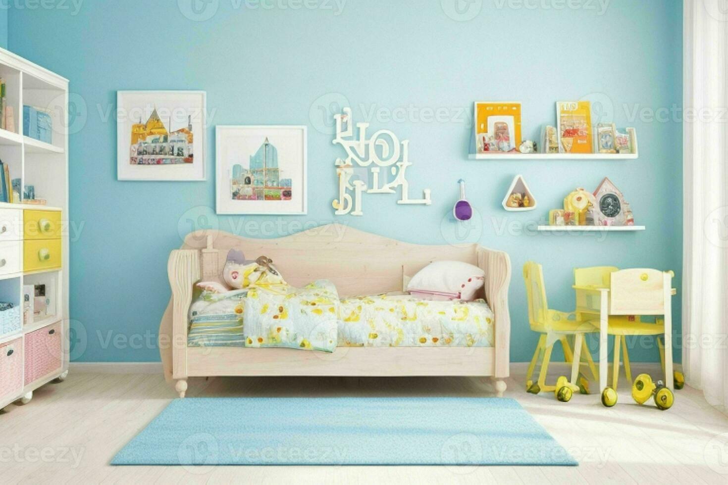 Interior kid's room and wall frame. Pro Photo