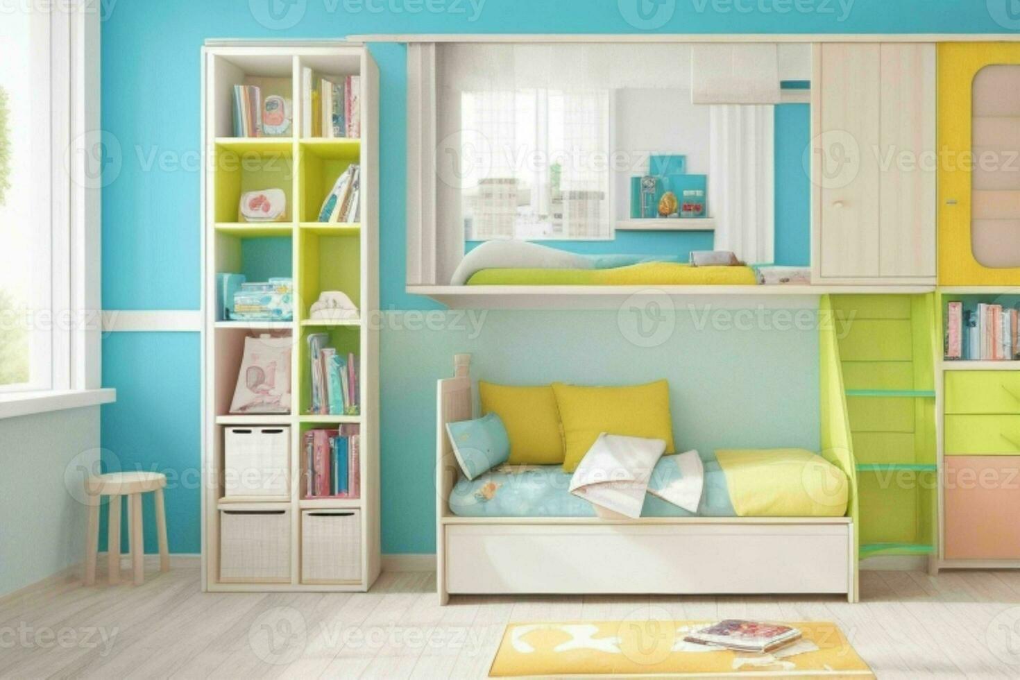 Interior kid's room and wall frame. Pro Photo