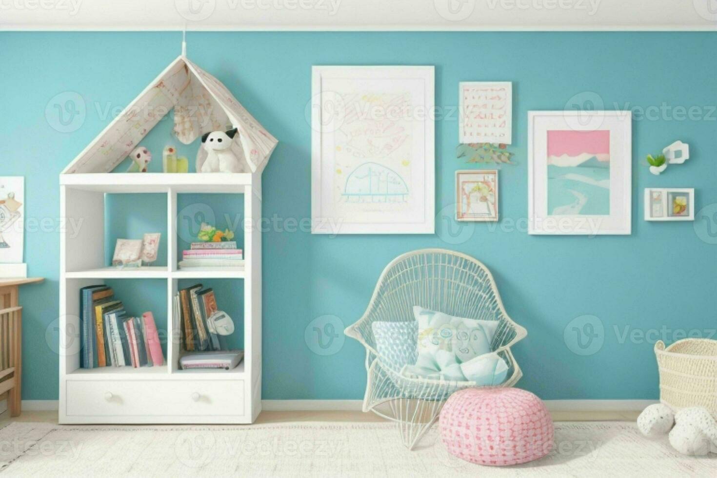 Interior kid's room and wall frame. Pro Photo