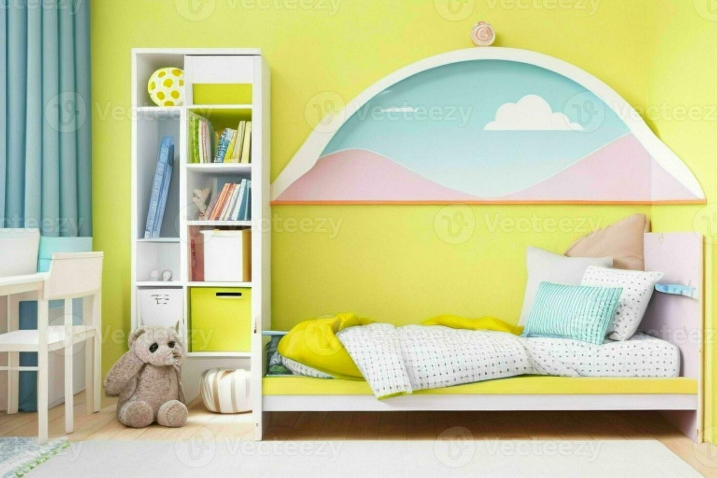 Interior kid's room and wall frame. Pro Photo