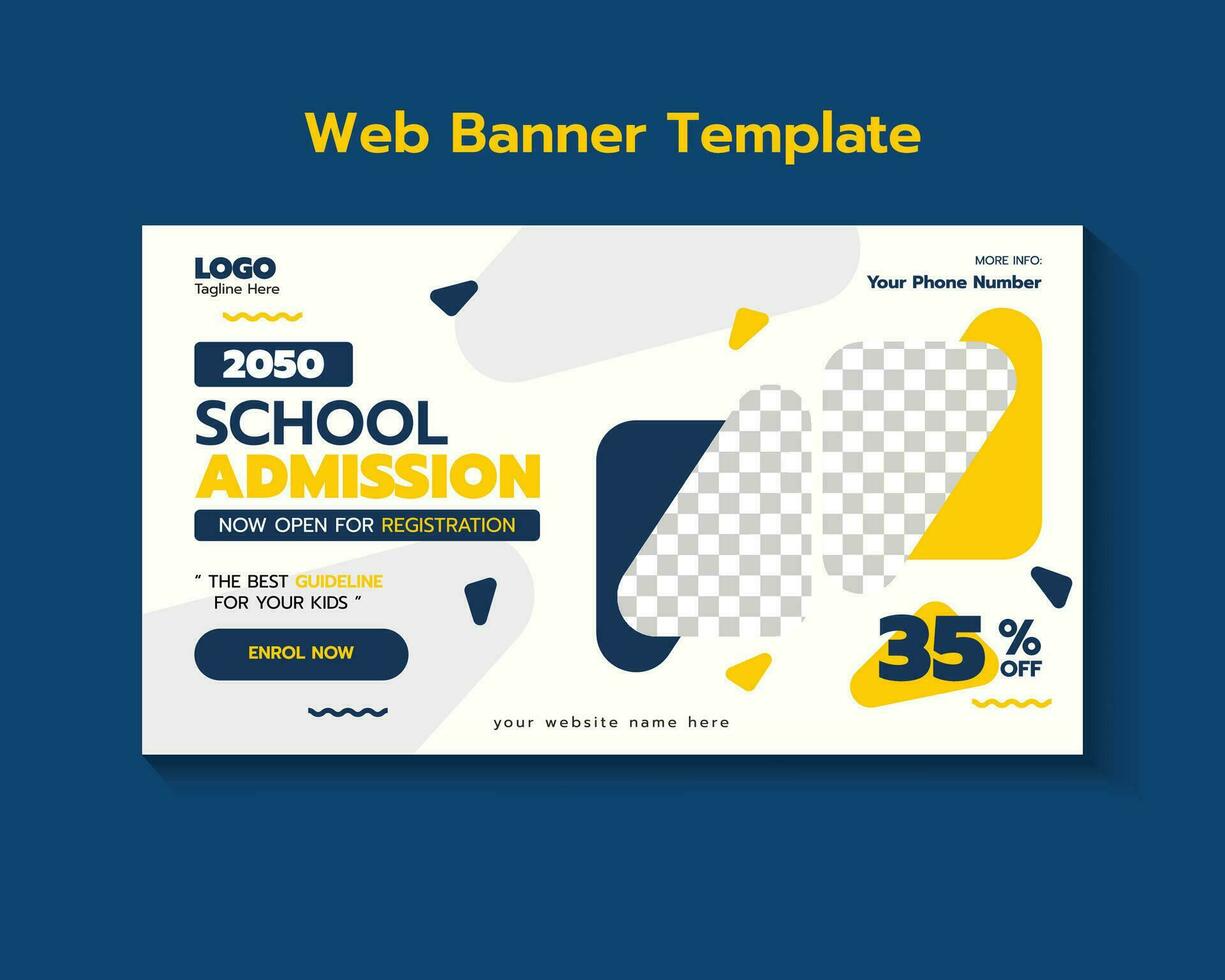 Web banner template for school admission vector