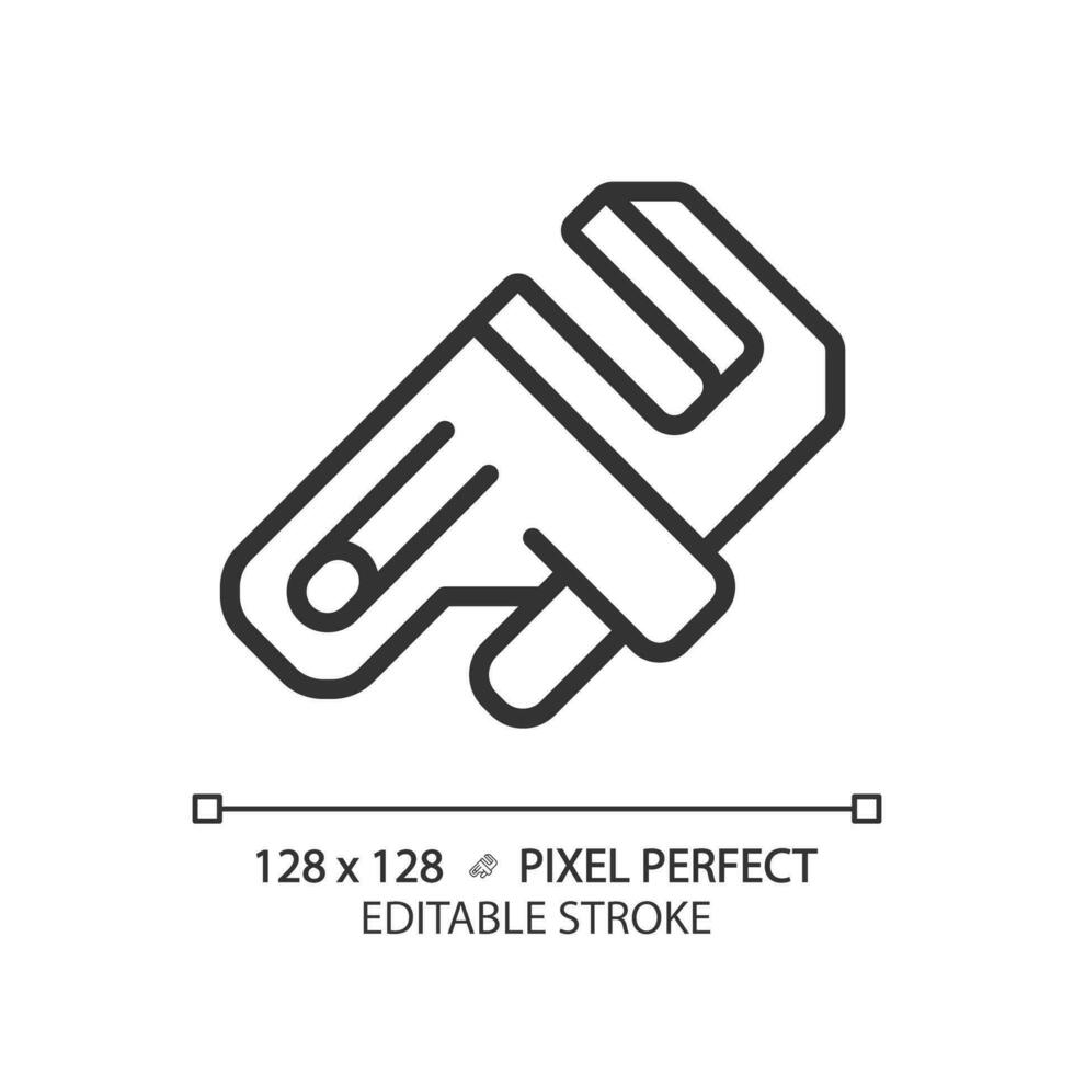 2D pixel perfect editable black adjustable wrench icon, isolated vector, thin line illustration representing plumbing. vector