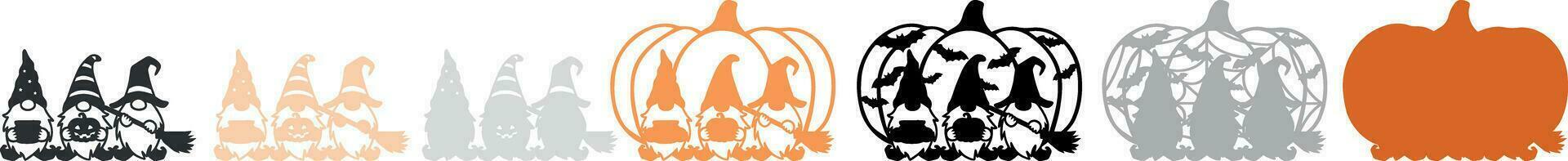 halloween gnomes laser cut template vector