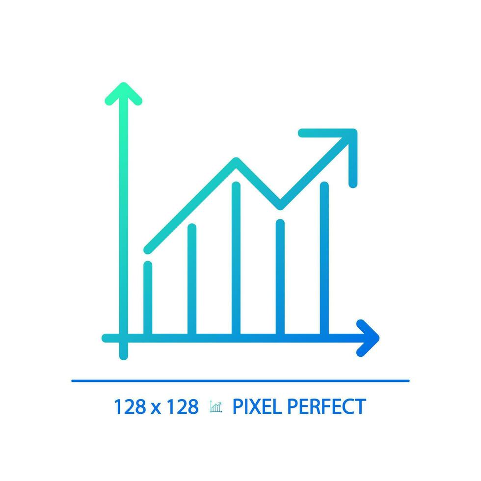 Growth diagram gradient linear vector icon. Business chart. Arrow going up. Financial analysis. Economic indicator. Thin line color symbol. Modern style pictogram. Vector isolated outline drawing