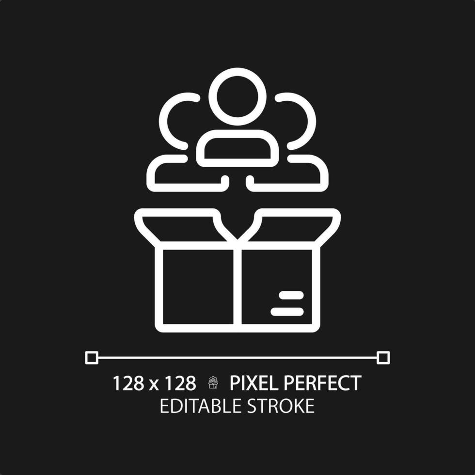 Pixel perfect editable white customer icon, isolated vector, product management thin line illustration. vector