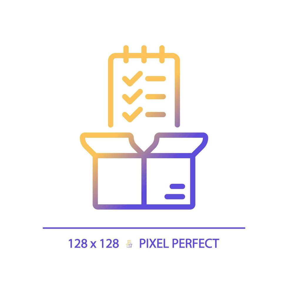 Pixel perfect gradient quality control icon, isolated vector, product management thin line illustration. vector