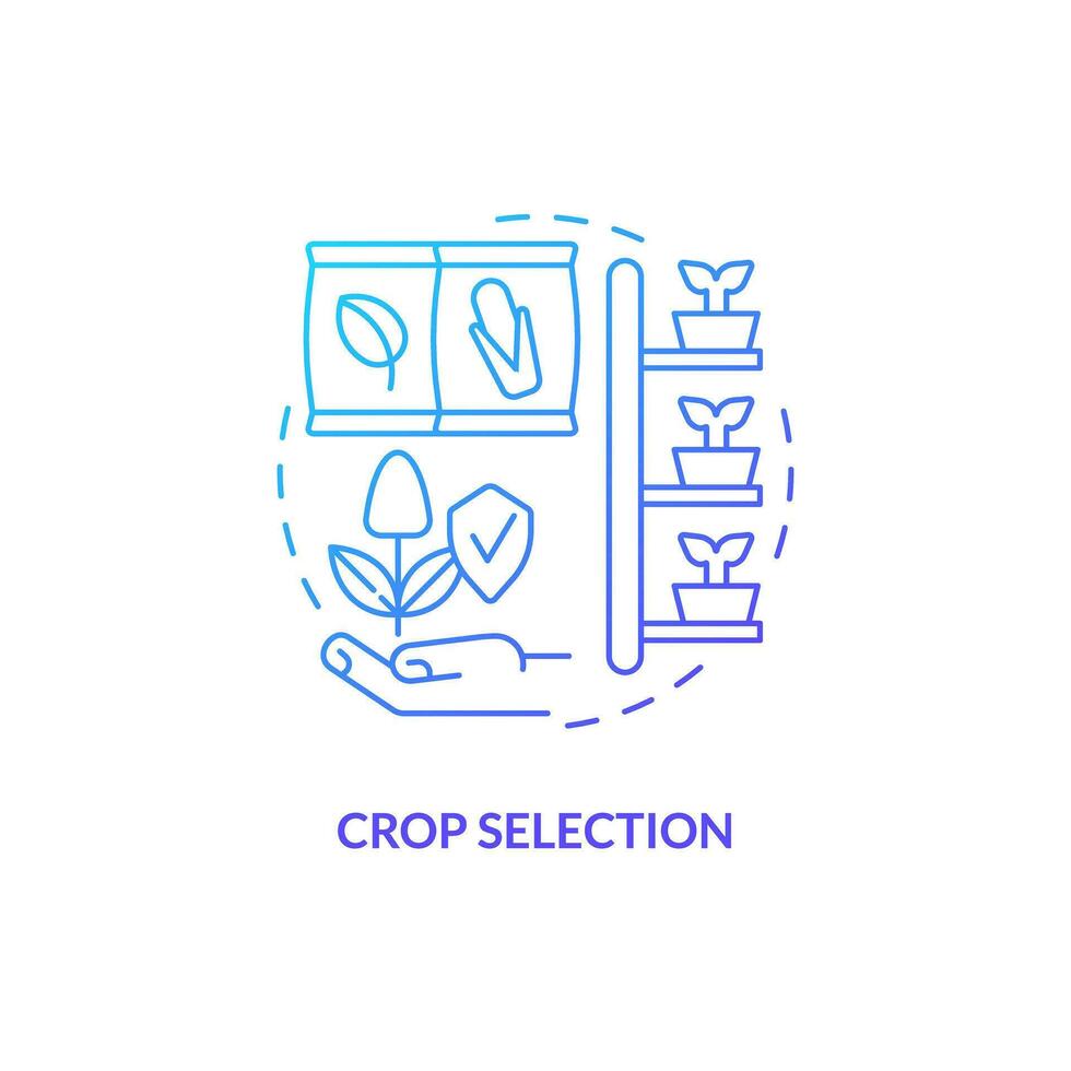 2D gradient crop selection icon representing vertical farming and hydroponics concept, isolated vector, thin line illustration. vector