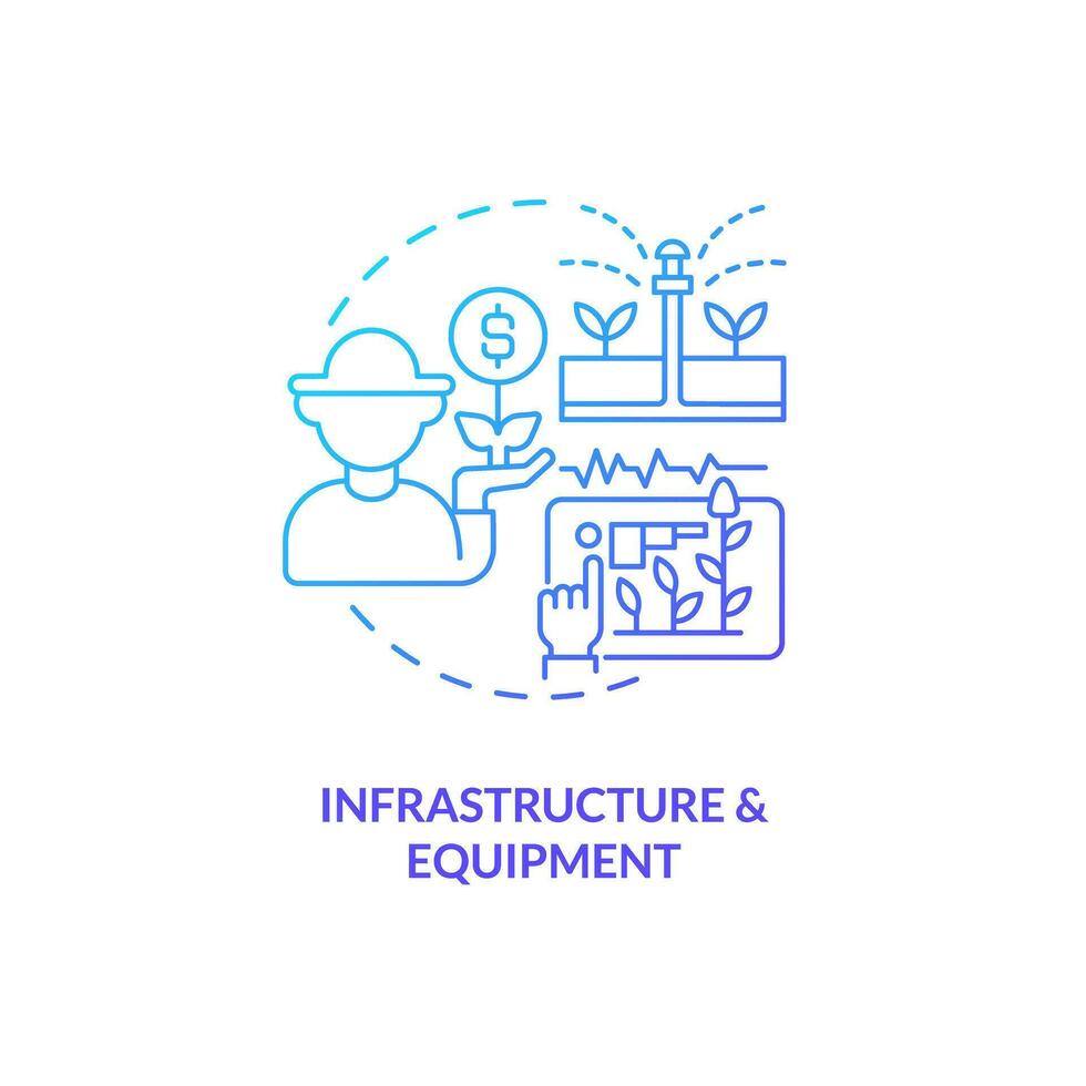 2D gradient infrastructure and equipment icon representing vertical farming and hydroponics concept, isolated vector, thin line illustration. vector