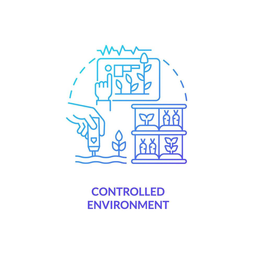 2D gradient controlled environment icon representing vertical farming and hydroponics concept, isolated vector, thin line illustration. vector