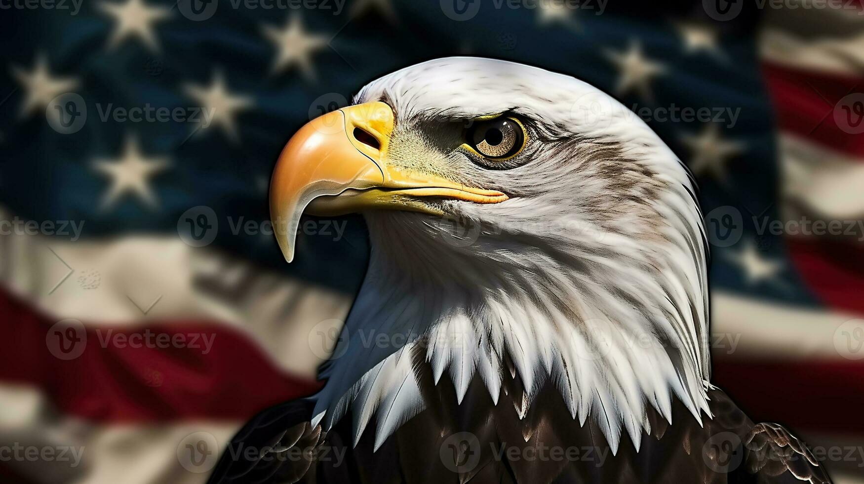Eagle on the background of the American flag, Memorial or Independence Day, Generative AI photo