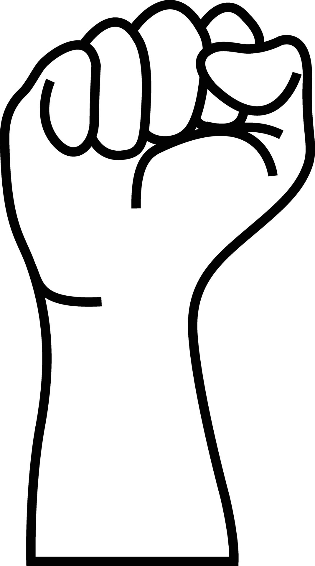 Hand grip line art. Hand fist or clenched fist hand outline