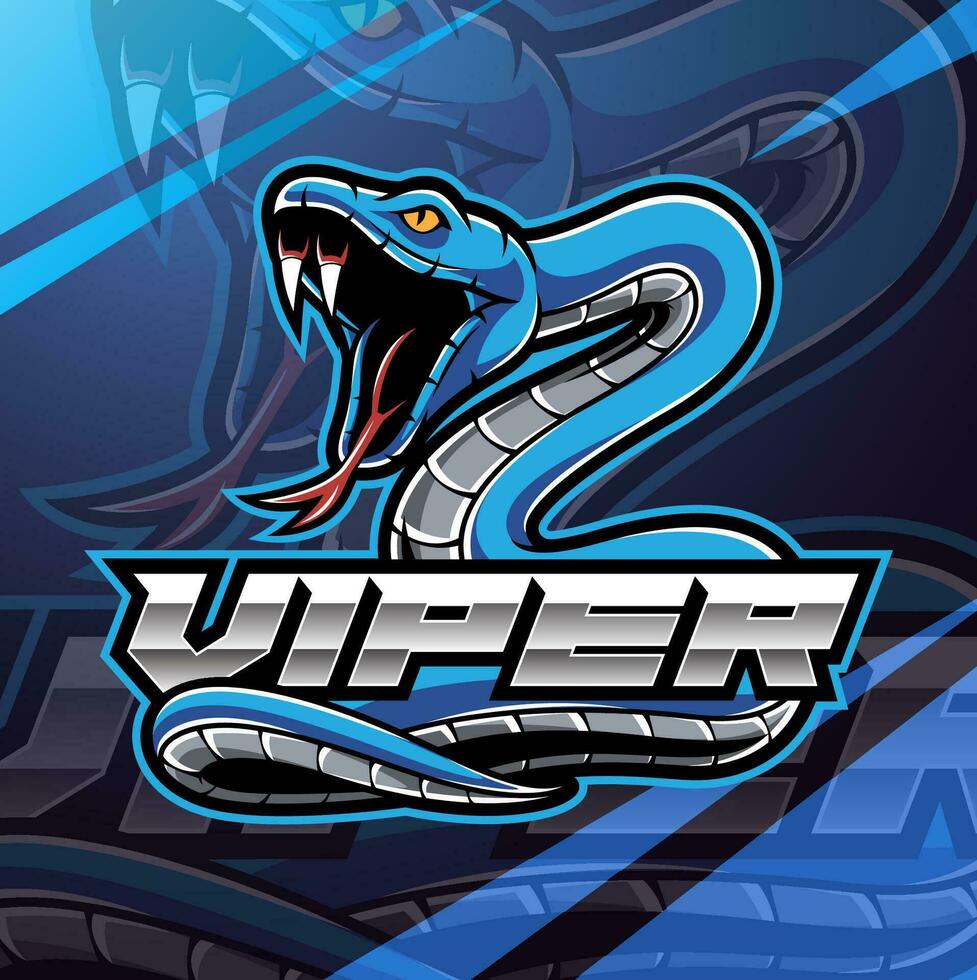 Modelo de logotipo para jogos blue snake mascot para esports streamer  facebook