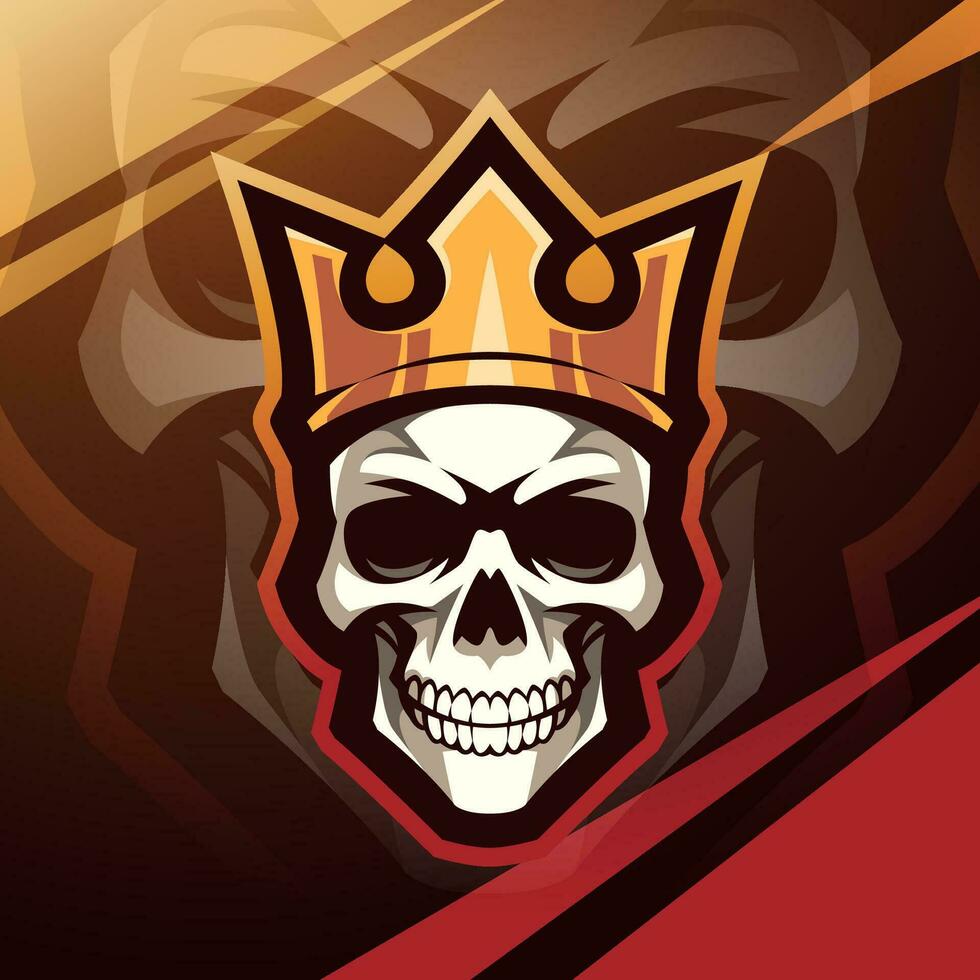 logotipo de la mascota del esport del rey del cráneo vector