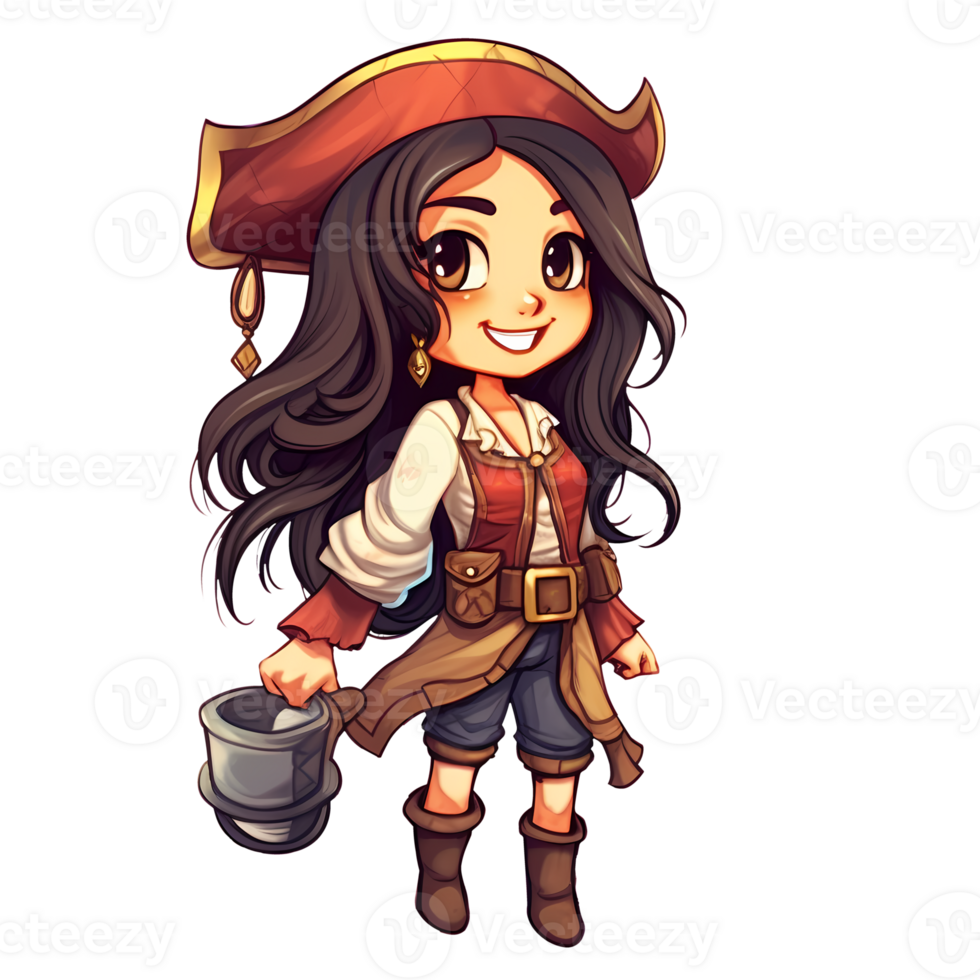 Cute Pirate Girl Clipart Illustration AI Generative 28752726 PNG