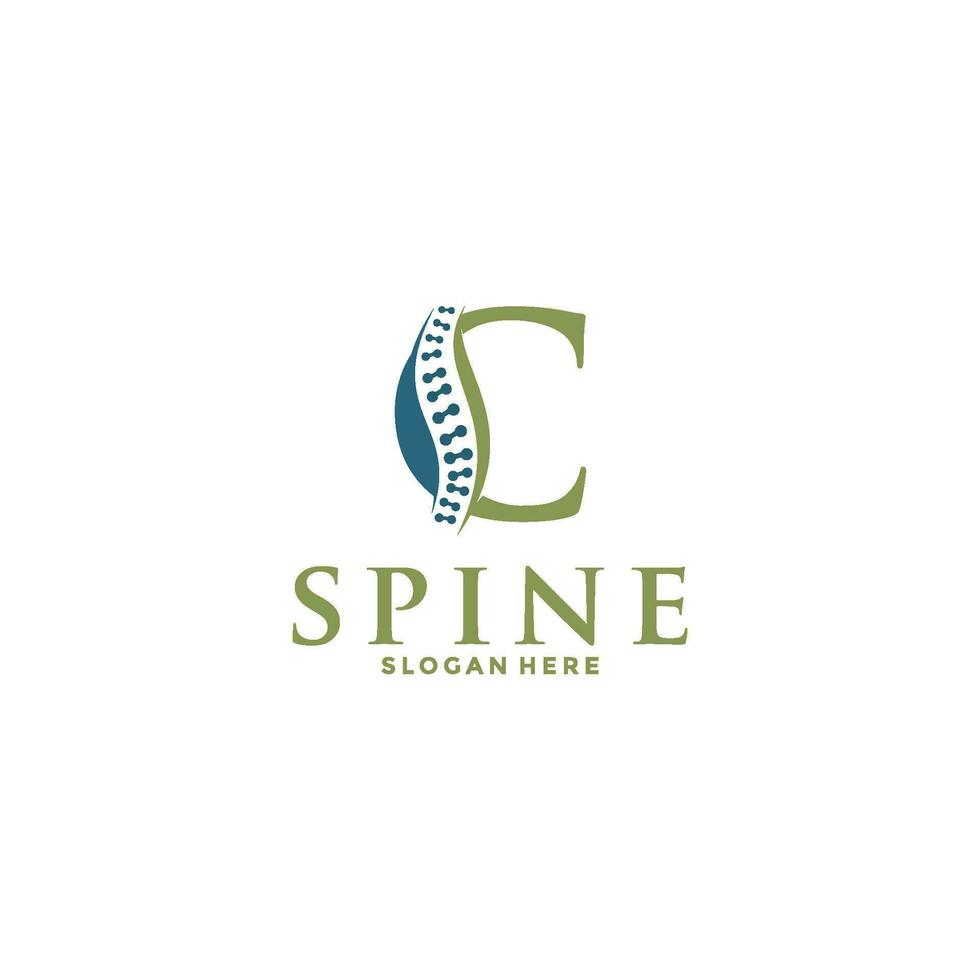 initial Letter C and spine logo vector, Chiropractic Logo design icon template vector