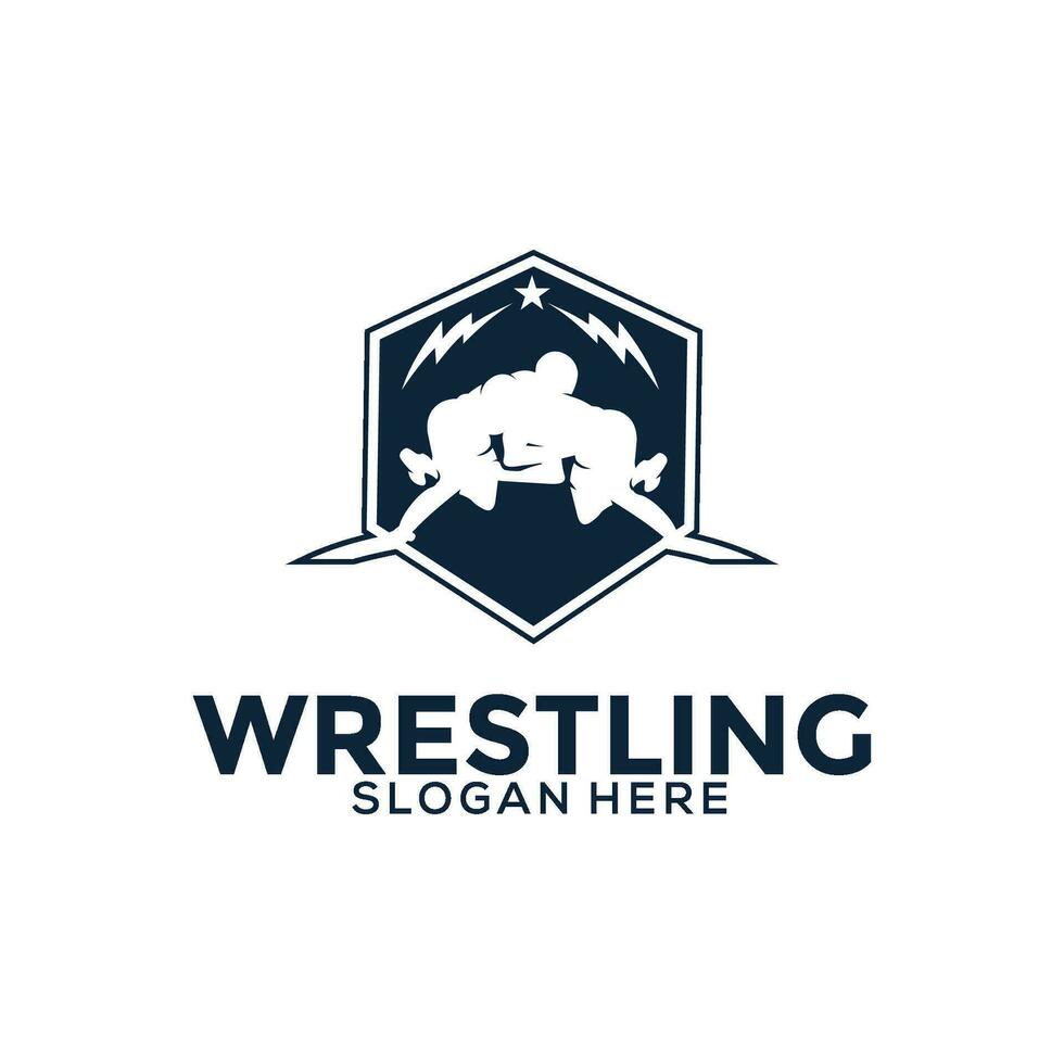 Wrestling logo template, Wrestling Sport logo vector template
