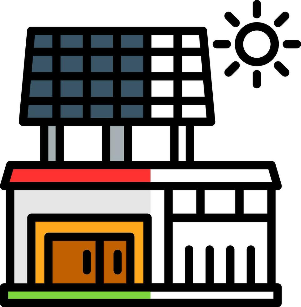 Solar house Vector Icon Design