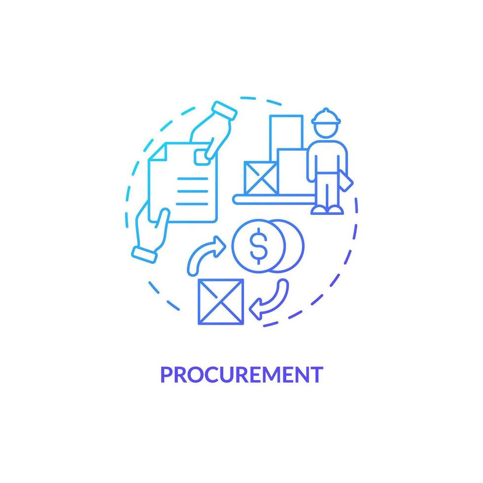 2D procurement gradient thin line icon concept, isolated vector, blue illustration representing vendor management. vector
