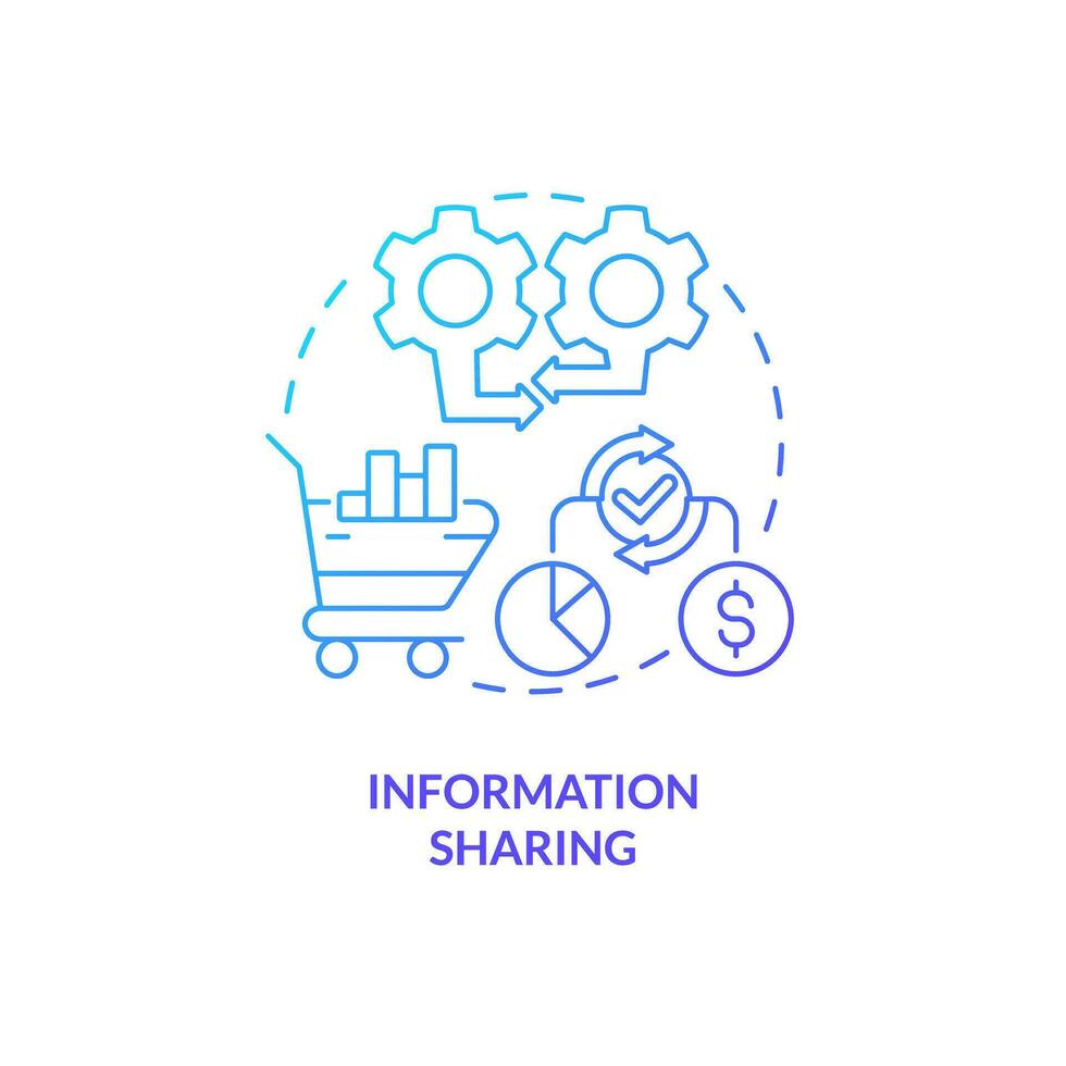 2D information sharing gradient thin line icon concept, isolated vector, blue illustration representing vendor management. vector