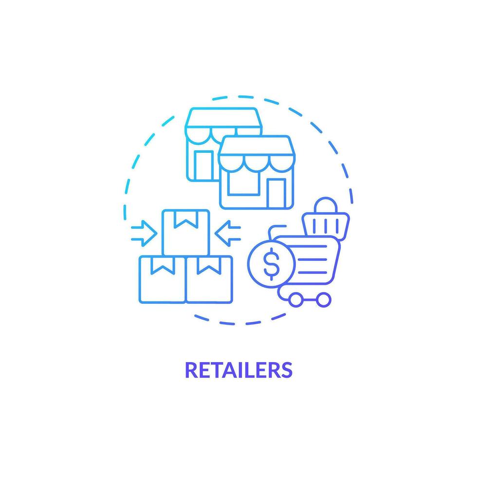2D retailers gradient thin line icon concept, isolated vector, blue illustration representing vendor management. vector