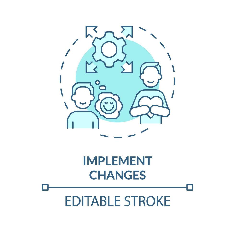 2D editable implement changes blue thin line icon concept, isolated vector, monochromatic illustration representing behavioral therapy. vector