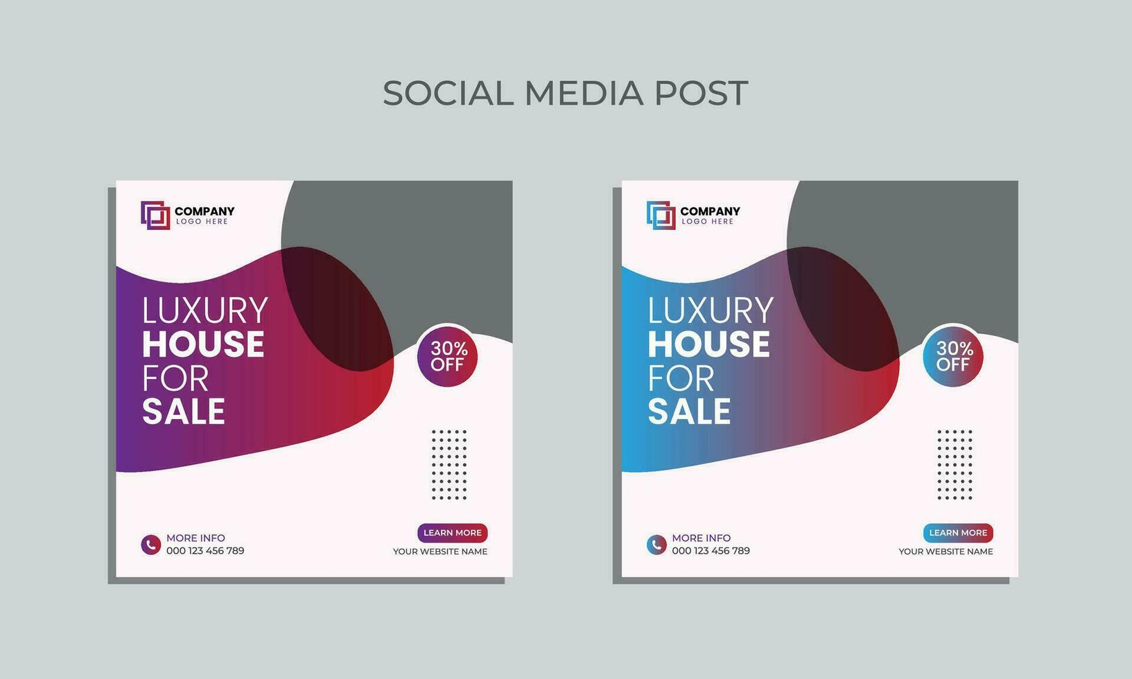 vector editable social media post design. luxury house sale social media post template.