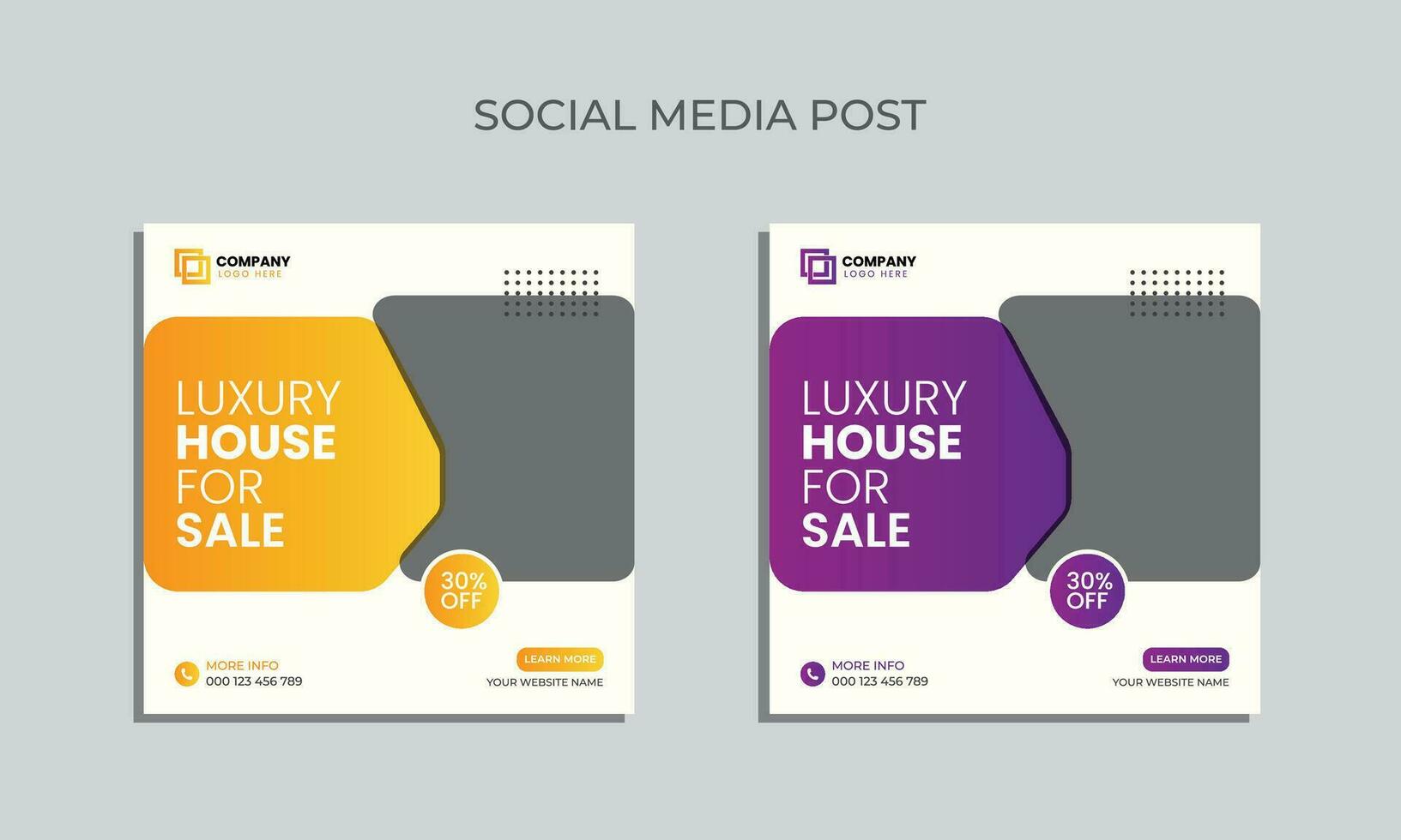 vector editable social media post design. luxury house sale social media post template.