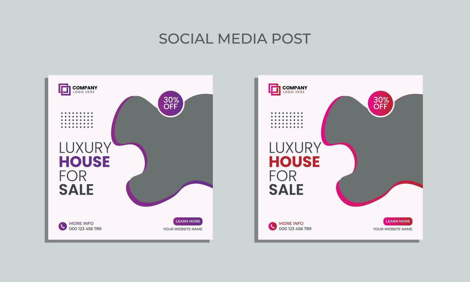 vector editable social media post design. luxury house sale social media post template.