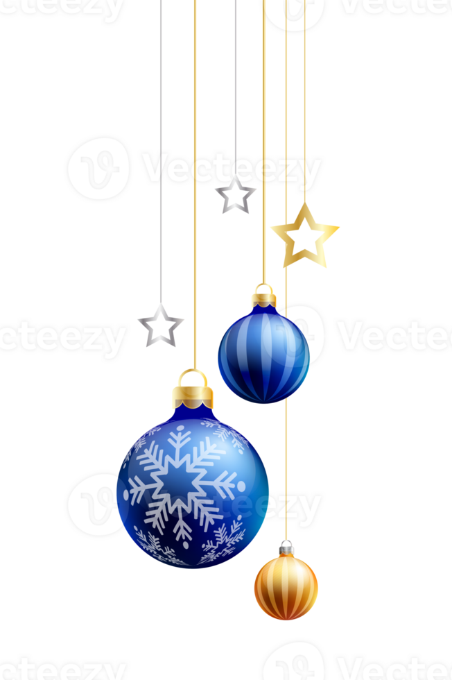 Merry Christmas frame, balls isolate on transparent background PNG file