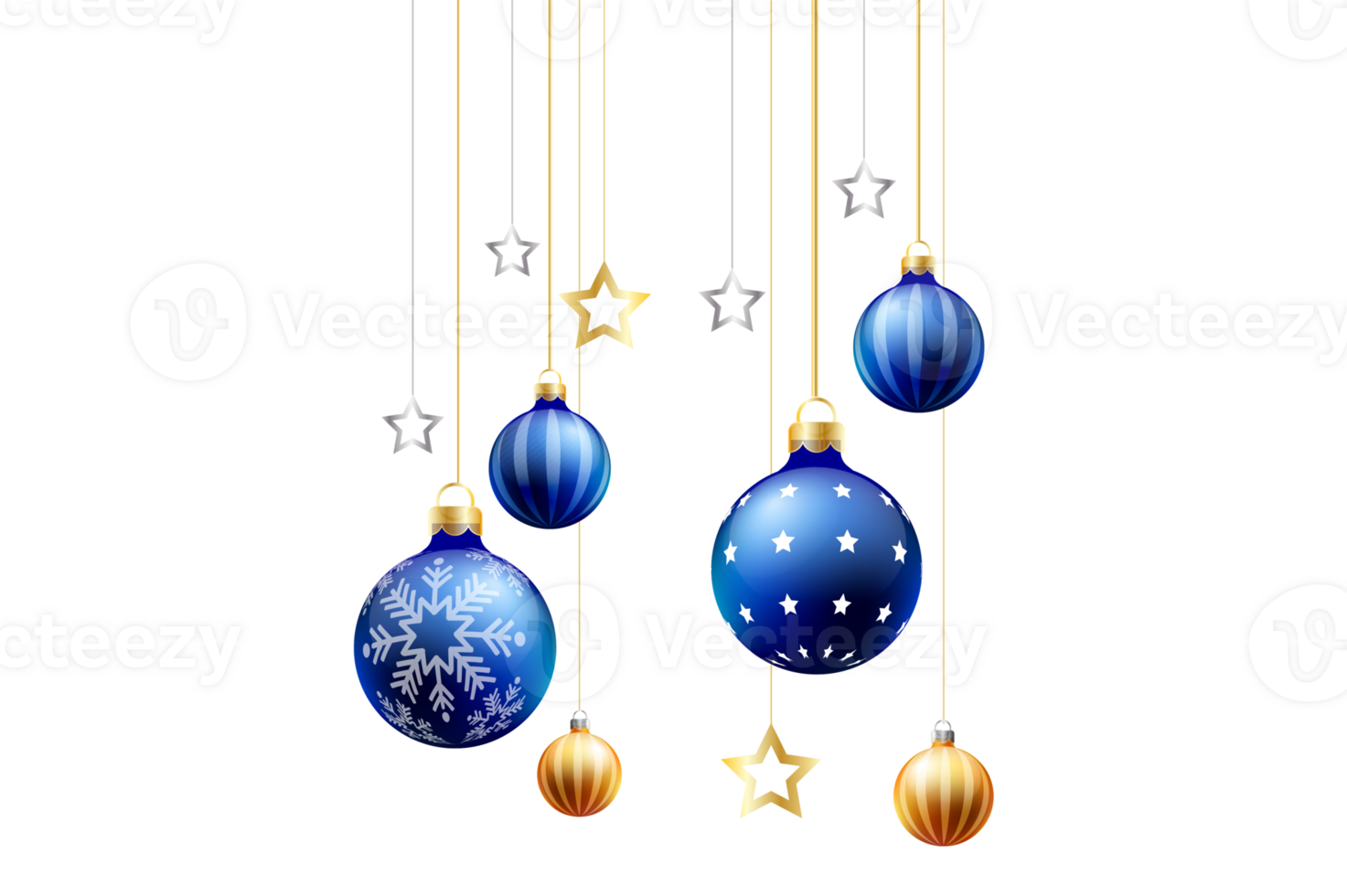 Merry Christmas frame, balls isolate on transparent background PNG file