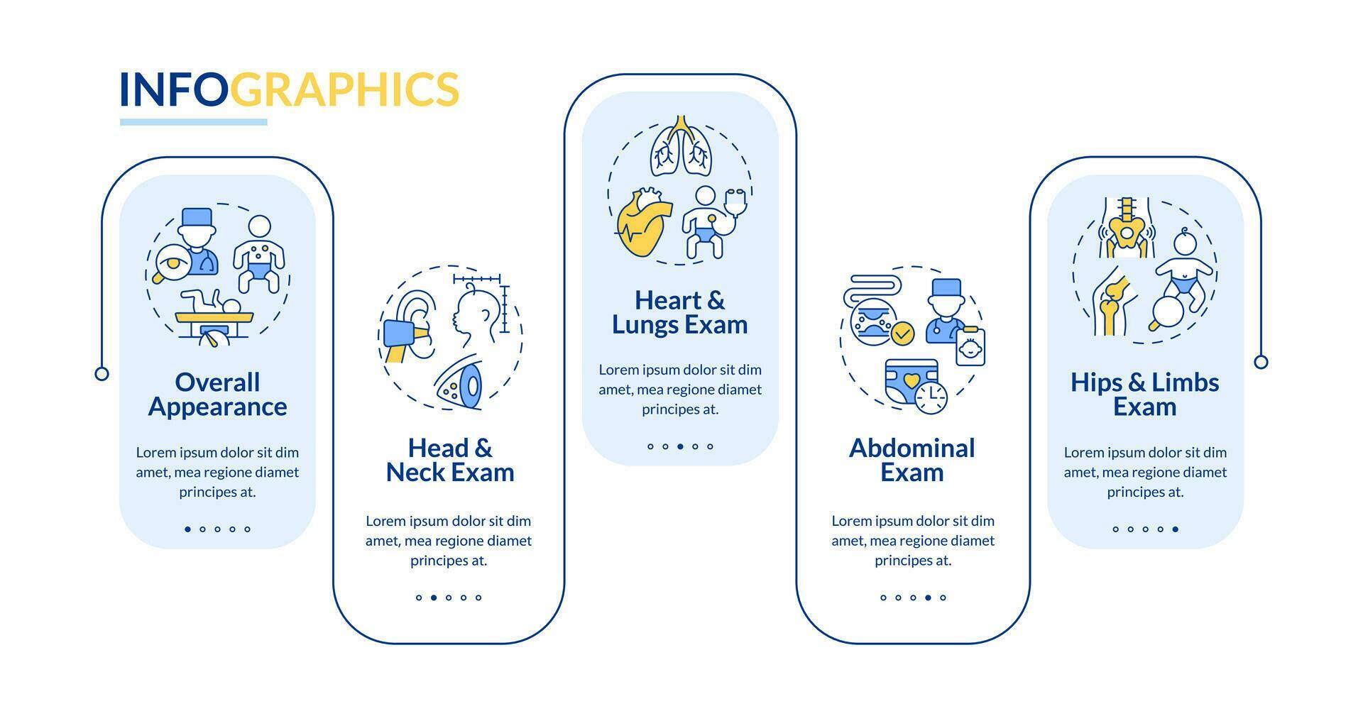 Baby physical exam rectangle infographic template. Newborn healthcare Baby physical exam rectangle infographic template. Newborn healthcare
