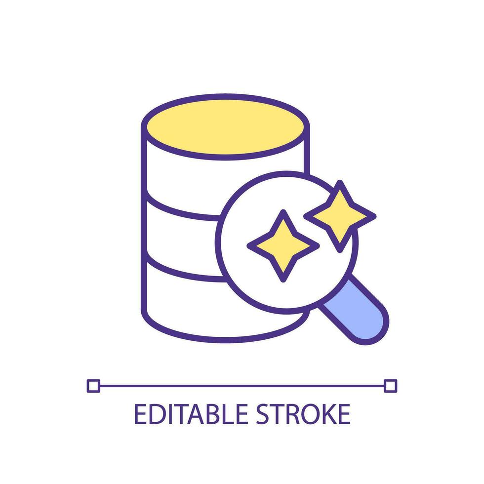Editable assess data quality icon representing data democratization, isolated vector, thin line illustration. vector